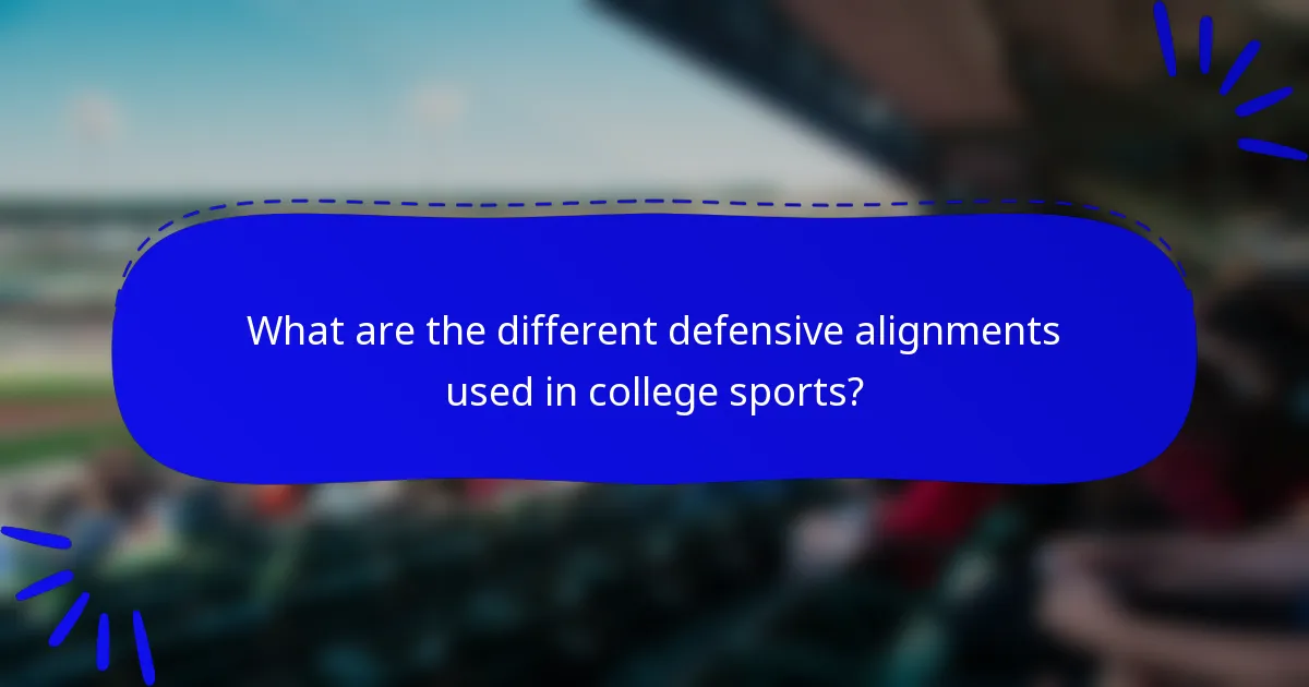 What are the different defensive alignments used in college sports?