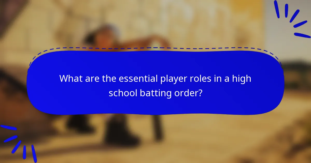 What are the essential player roles in a high school batting order?