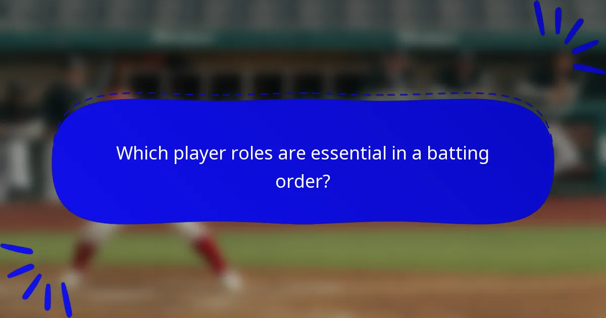 Which player roles are essential in a batting order?