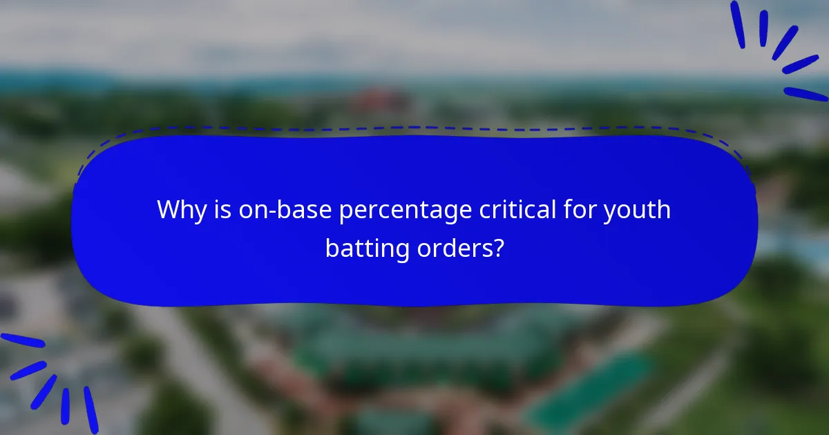 Why is on-base percentage critical for youth batting orders?